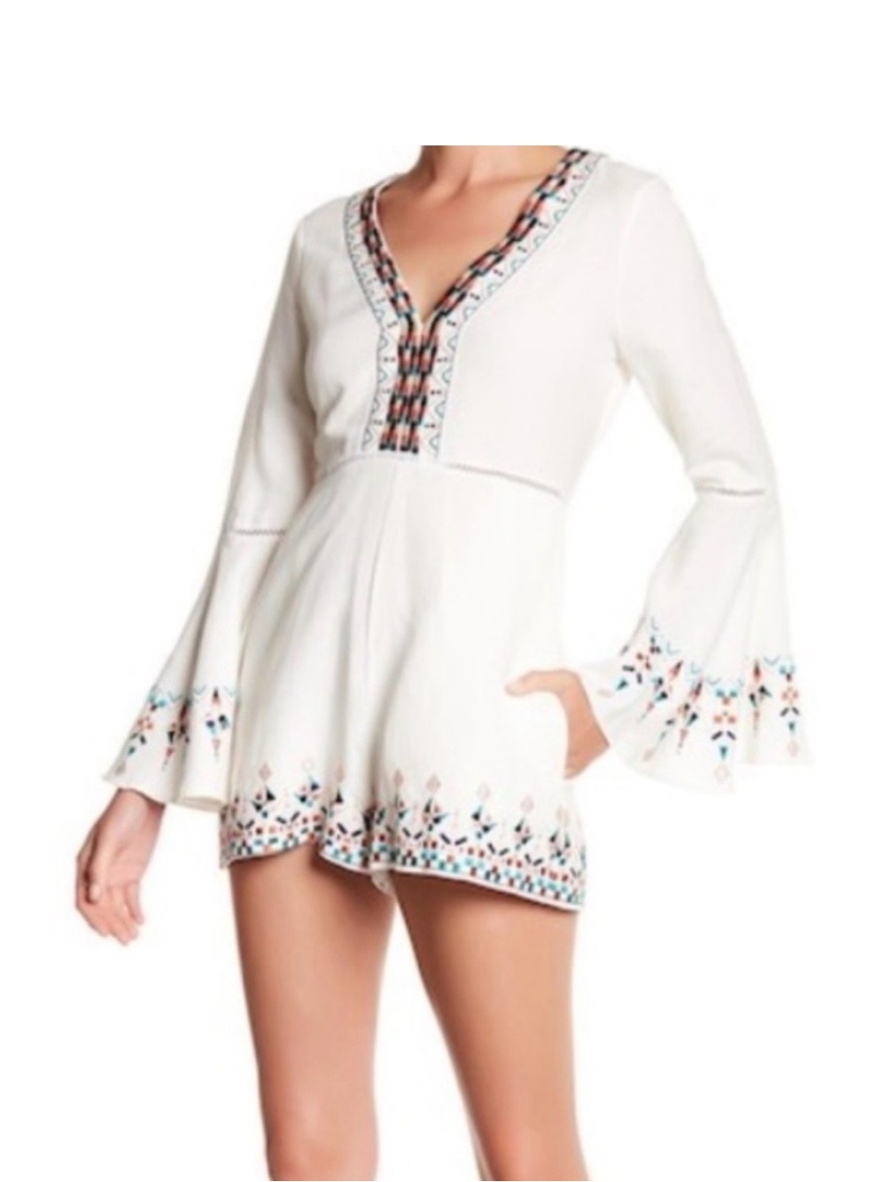 Red Carter Embroidered Romper